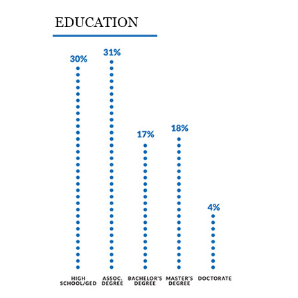Line graph representing education levels among surveyed small business owners
