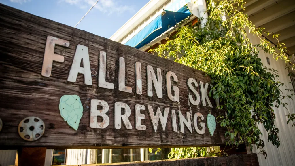 Falling Sky Brewing brewery sign outside the building