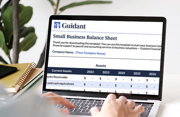 how to make a balance sheet, Guidant's balance sheet template