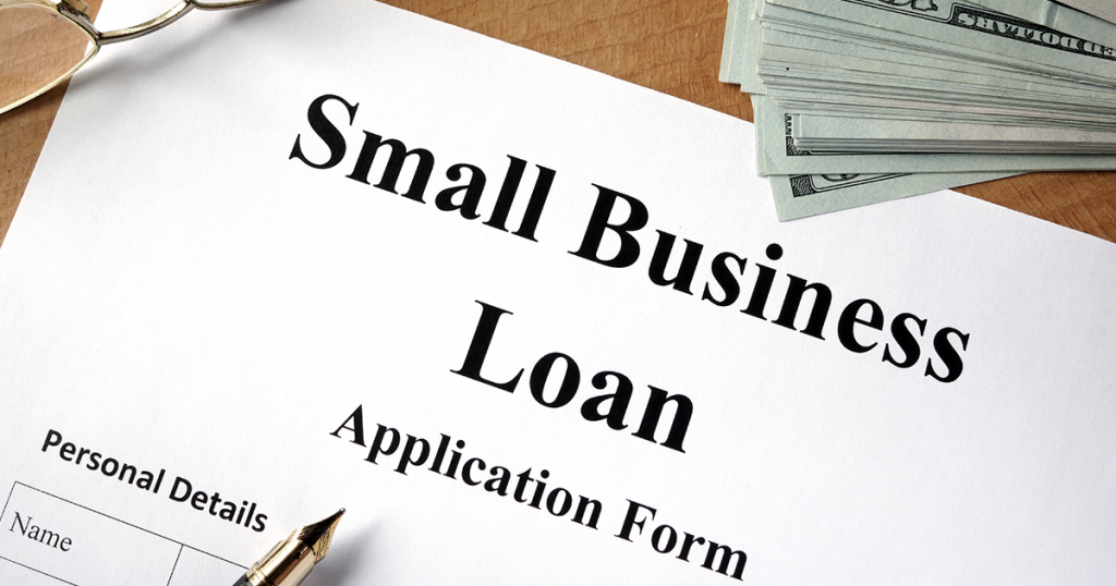 Native American Loans offered by the Small Business Administration (SBA), showing SBA Loan application form