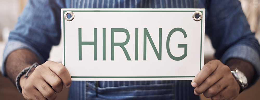 Hiring small business sign. (Hiring for Small Business 101: When and How to Find the Right Talent - Guidant Blog)