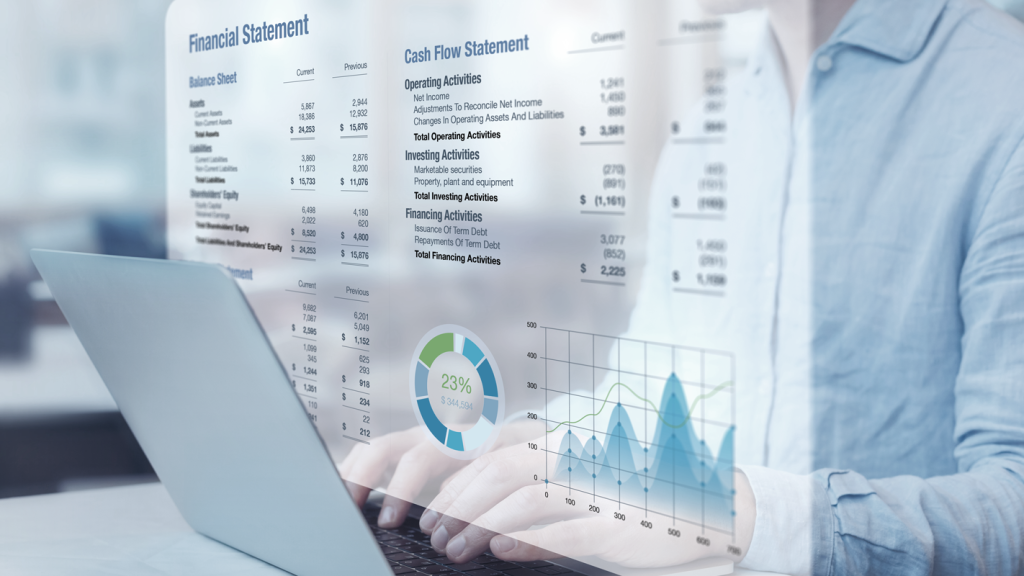 Accounting software depicted from a laptop screen. (Complete Guide to Bookkeeping - Guidant Financial).