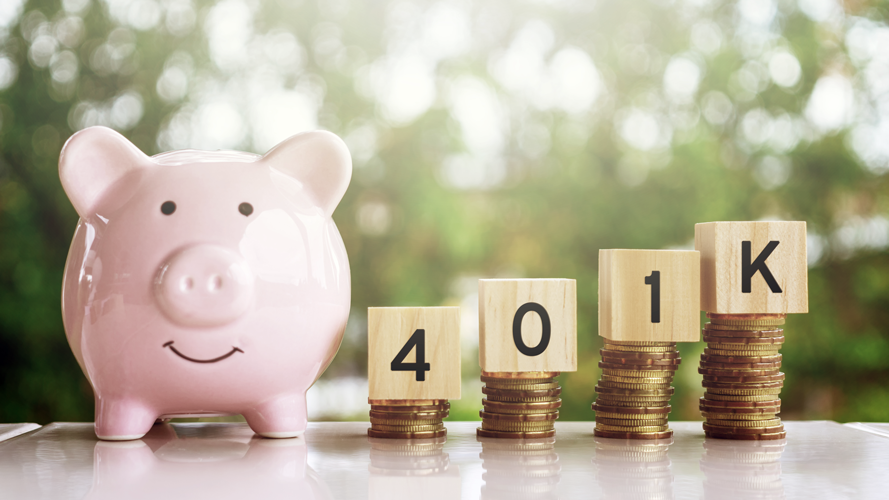 Piggy bank next to coins with blocks that read "401k" (5 Things You Need to Know Before Using 401(k) Business Financing - Guidant Blog)