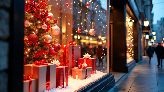 Festive and bright storefront. (12 Days of Business: Holiday Marketing Tips to Boost Your Sales - Guidant Blog). 